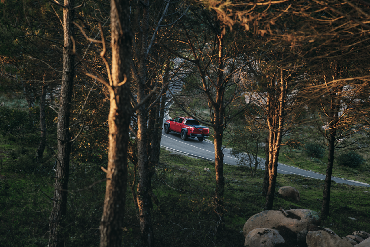 Toyota Hilux on mountainous road